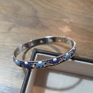 Brighton Blue Enamel Floral Bangle Bracelet